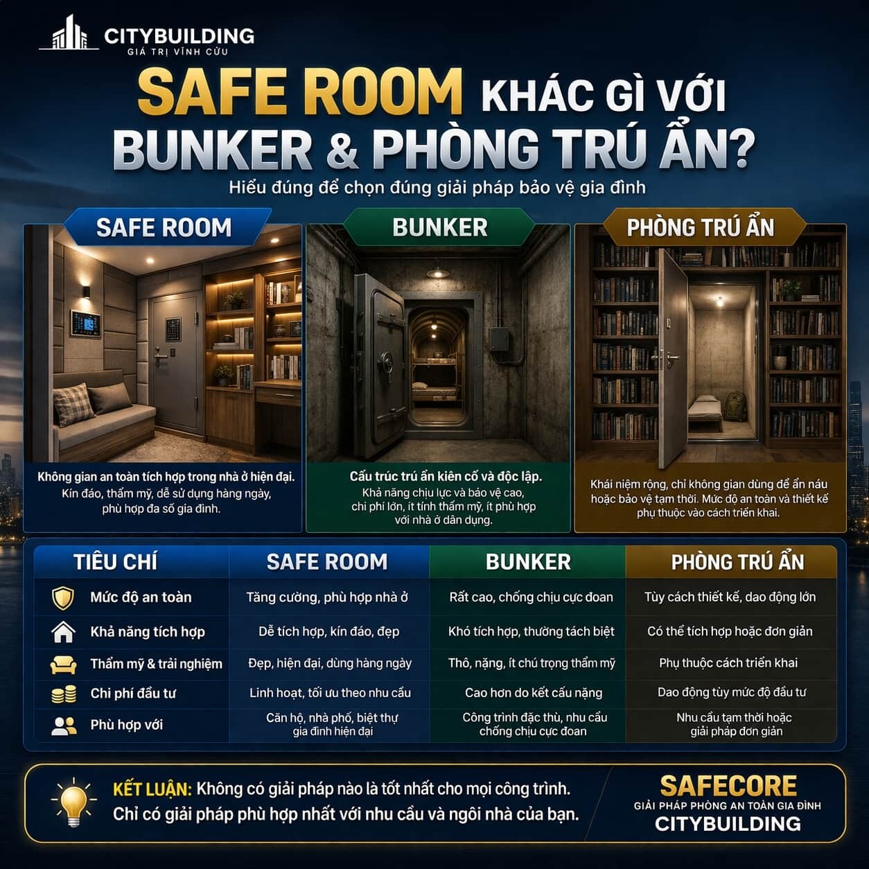SAFE ROOM KHÁC GÌ VỚI BUNKER VÀ PHÒNG TRÚ ẨN GIẢI THÍCH ĐÚNG ĐỂ CHỌN ĐÚNG CITYBUILDING
