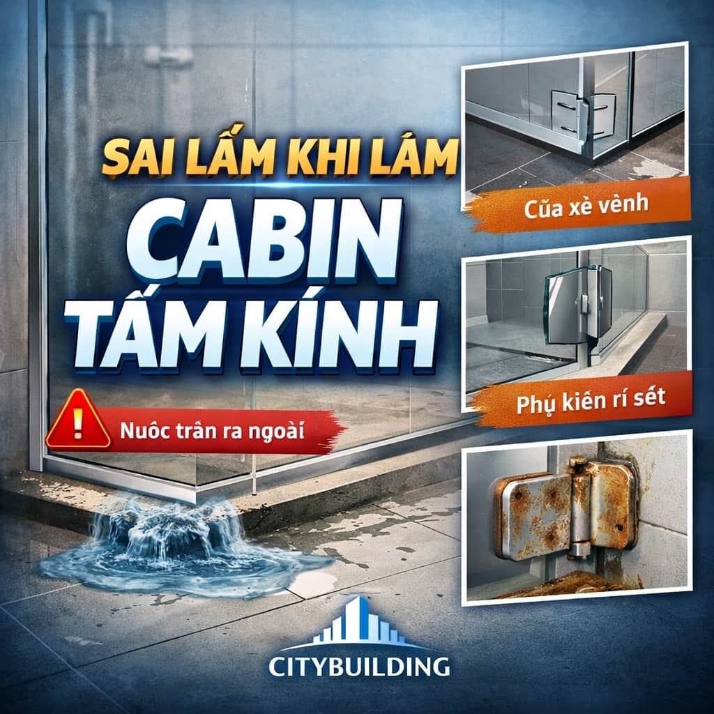 SAI LẦM KHI LÀM CABIN TẮM KÍNH – NHỮNG LỖI KHIẾN PHÒNG TẮM XUỐNG CẤP NHANH