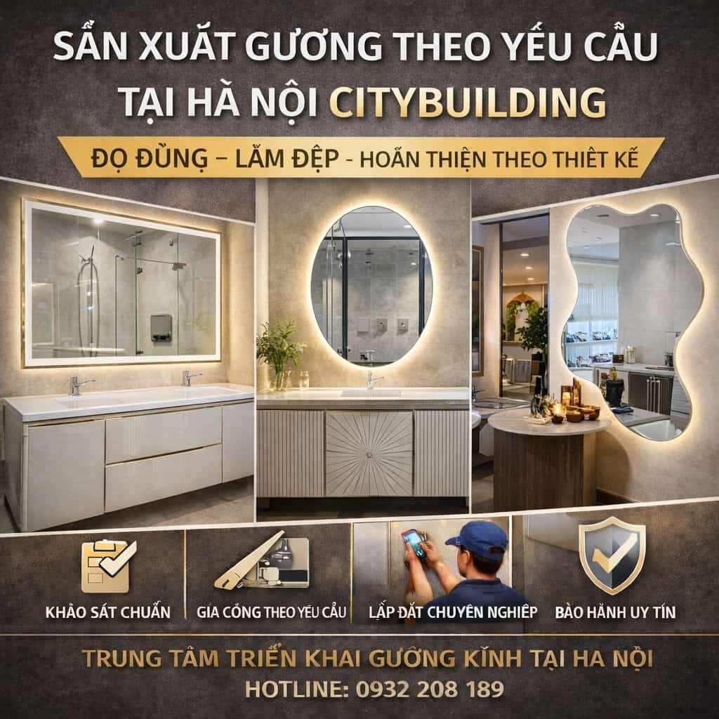 SẢN XUẤT GƯƠNG THEO YÊU CẦU TẠI HÀ NỘI CITYBUILDING – ĐO ĐÚNG, LÀM ĐẸP, HOÀN THIỆN THEO THIẾT KẾ
