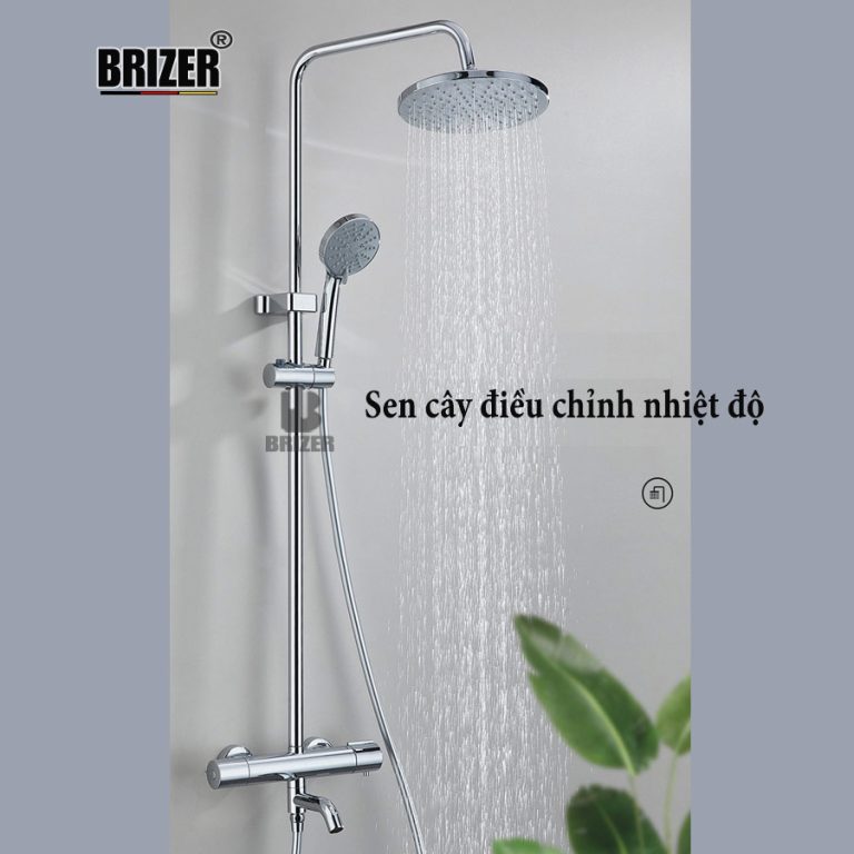 Sen Tắm Đứng Điều Chỉnh Nhiệt Độ Đồng Mạ Crom Cao Cấp Brizer