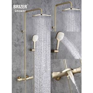 Sen Tắm Đứng Nóng Lạnh Đồng Thau Mạ Vàng Núm Vặn Tăng Chỉnh Nhiệt Độ Brizer