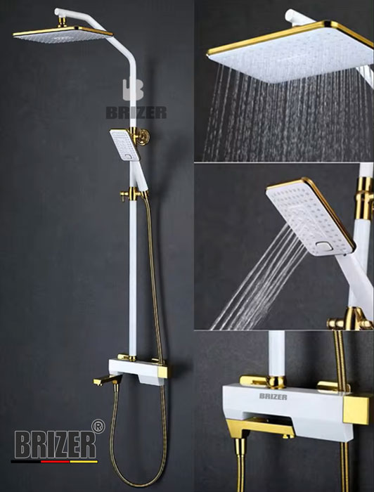 Sen Tắm Đứng Nóng Lạnh Đồng Thau Sơn TĐ Trắng Brizer