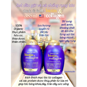 Set dầu gội và xả chống rụng tóc Thick & Full Biotin Collagen Biotin Collagen 385mlx2 🇺🇸