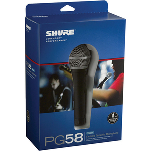 Shure PG58-QTR - Cardioid Dynamic Vocal Microphone with 15' XLR to 1/4. UPC: 042406099035
