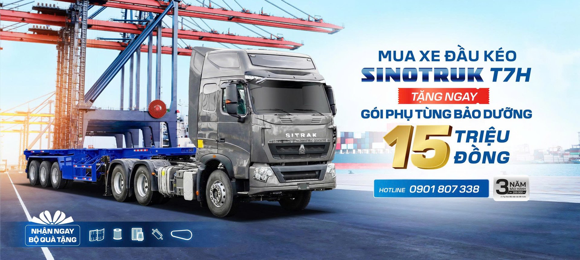 TẶNG GÓI PHỤ TÙNG BẢO DƯỠNG CHÍNH HÃNG TRỊ GIÁ LÊN ĐẾN 15 TRIỆU ĐỒNG KHI MUA XE ĐẦU KÉO SINOTRUK T7H