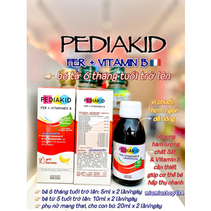 Siro Pediakid bổ Sung Sắt (Fer) + Vitamin B 🇫🇷 cho bé từ 6 tháng tuổi trở lên