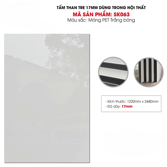 Tấm ốp sợi than tre SK PHỦ PET 8mm - 17mm ( dùng làm nội thất) TẠI HCM