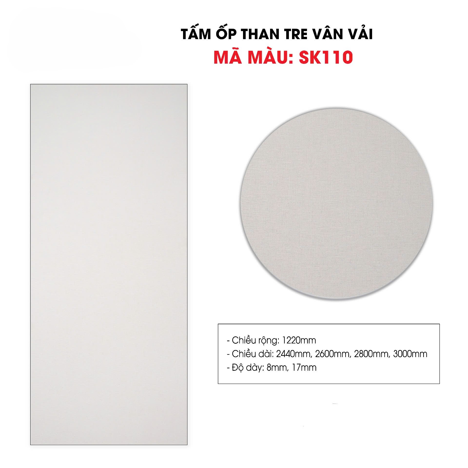 Tấm ốp sợi than tre VÂN VẢI 8mm TẠI THANH HOÁ