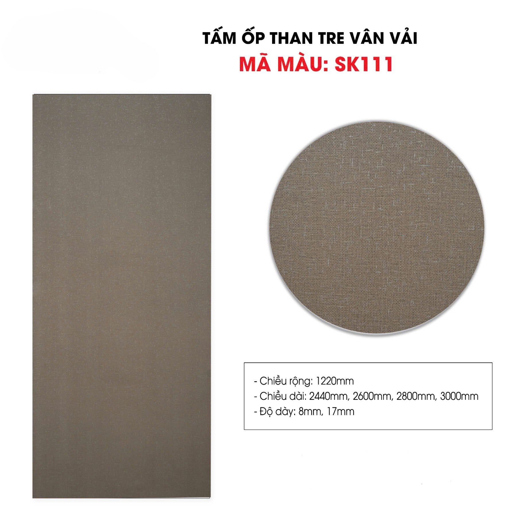 Tấm ốp sợi than tre VÂN VẢI 8mm TẠI THANH HOÁ