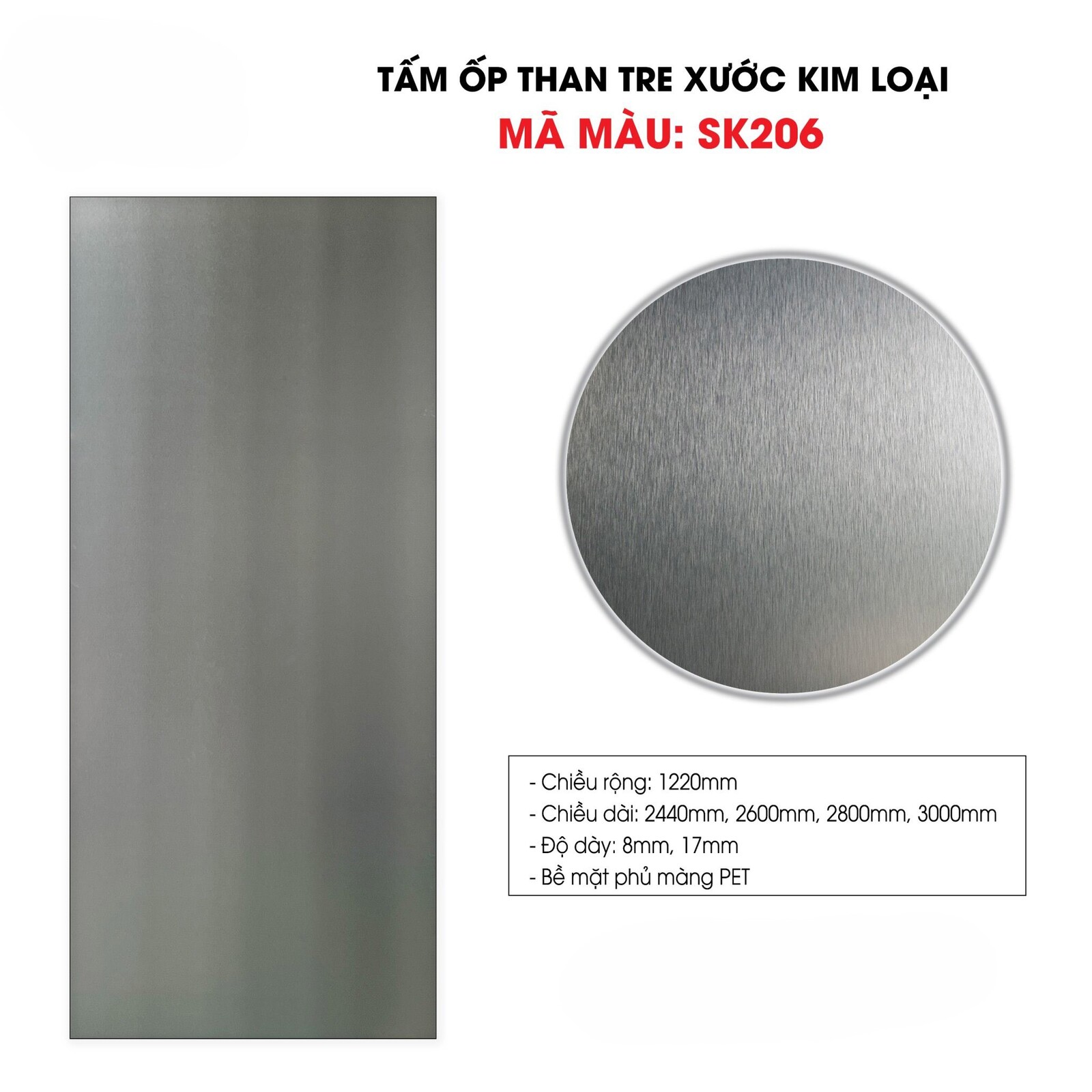 Tấm ốp sợi than tre SK XƯỚC KIM LOẠI 5mm- 8mm TẠI HCM