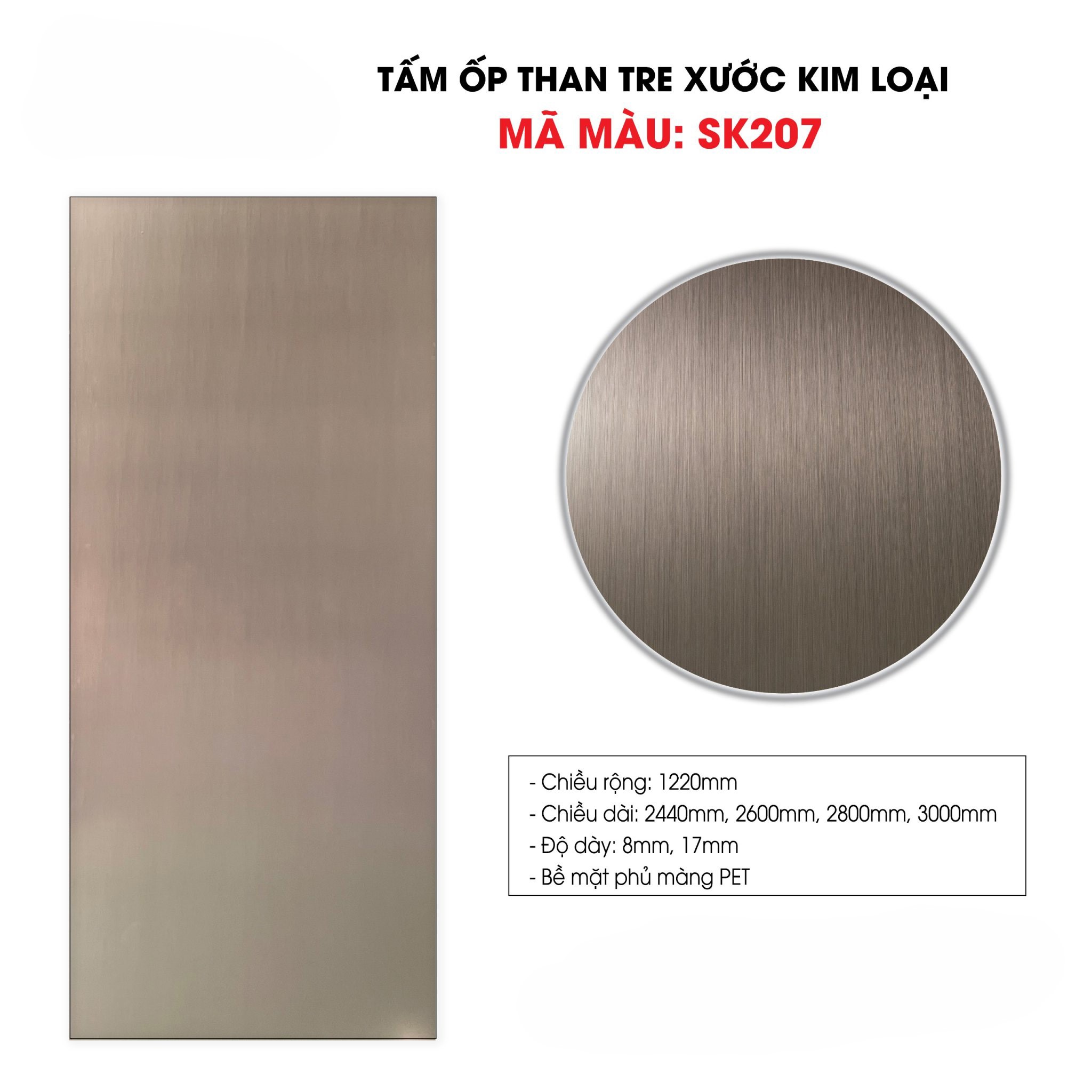 Tấm ốp sợi than tre SK XƯỚC KIM LOẠI 5mm- 8mm TẠI HCM