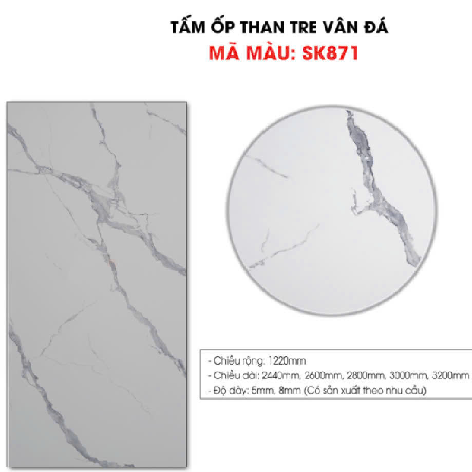 Tấm ốp sợi than tre GREEN- VÂN ĐÁ 8mm TẠI THANH HOÁ