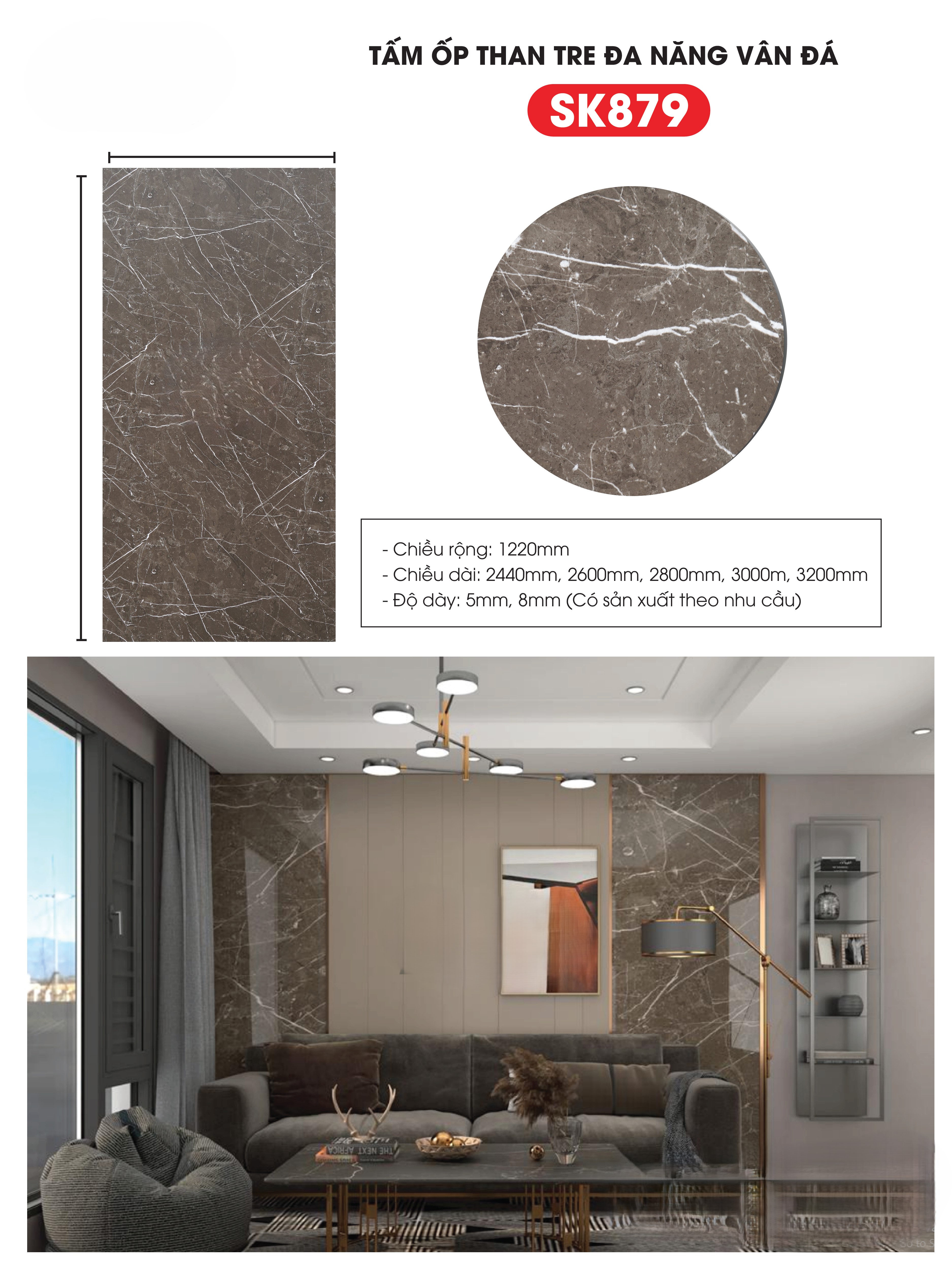 Tấm ốp sợi than tre SK VÂN ĐÁ 5mm- 8mm TẠI HCM