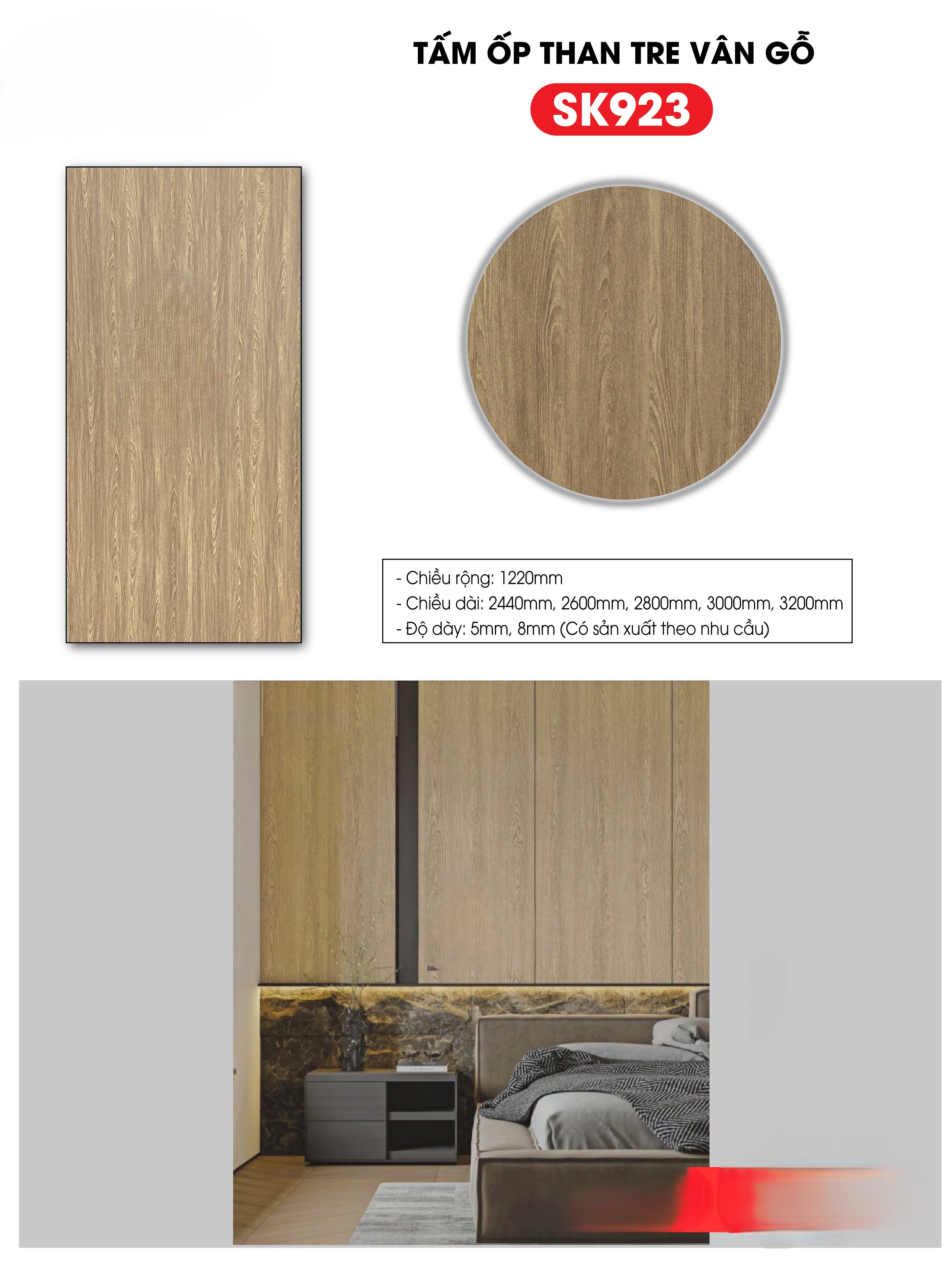 Tấm ốp sợi than tre GREEN- VÂN GỖ 8mm TẠI THANH HOÁ