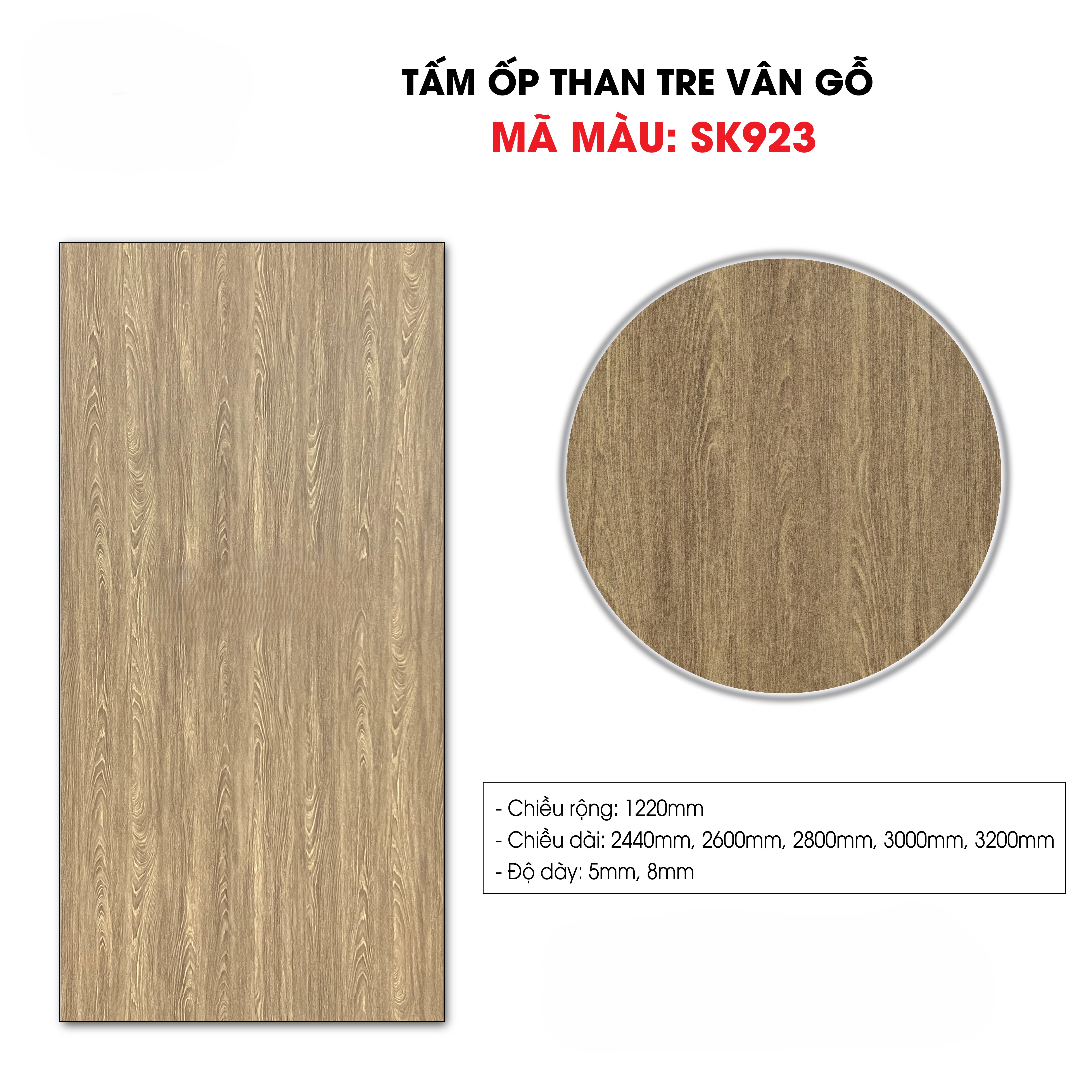 Tấm ốp sợi than tre SK VÂN GỖ 5mm- 8mm TẠI HCM
