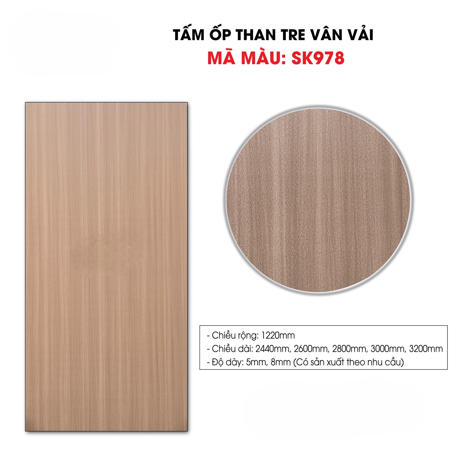 Tấm ốp sợi than tre SK VÂN VẢI 5mm- 8mm TẠI HCM