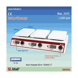SL.SMH03503 Scilab Bếp gia nhiệt có khuấy từ 3 vị trí SSMHS-3, 350oC, 80-1500rpm