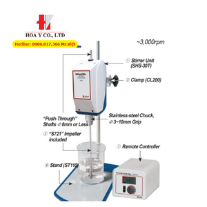 SL.SOS01045 Scilab máy khuấy đũa phòng thí nghiệm 20 lít, 3000 vòng/phút, remote controller.HS-100T