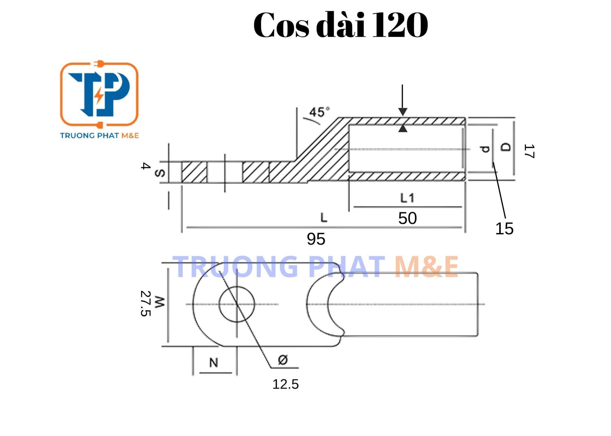 Đầu cos dài SC120-12