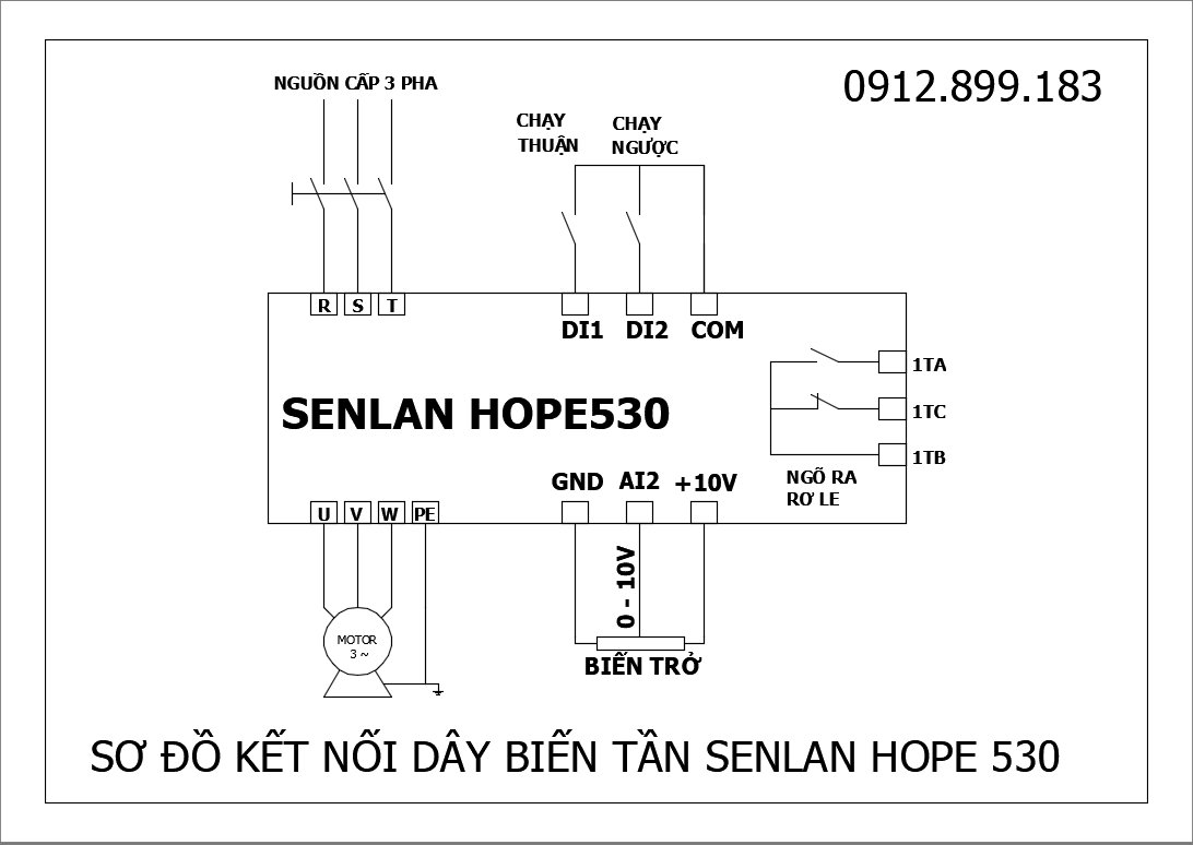 sơ đồ kết nối biến tần senlan Hope530 chạy công tắc biến trở ngoài