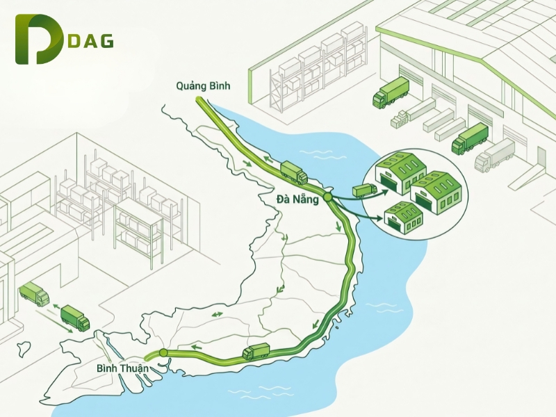 Bản đồ logistics chuỗi cung ứng thảm tấm đế su Đà nẵng