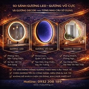 SO SÁNH GƯƠNG LED GƯƠNG VÔ CỰC VÀ GƯƠNG DECOR THEO TỪNG NHU CẦU SỬ DỤNG