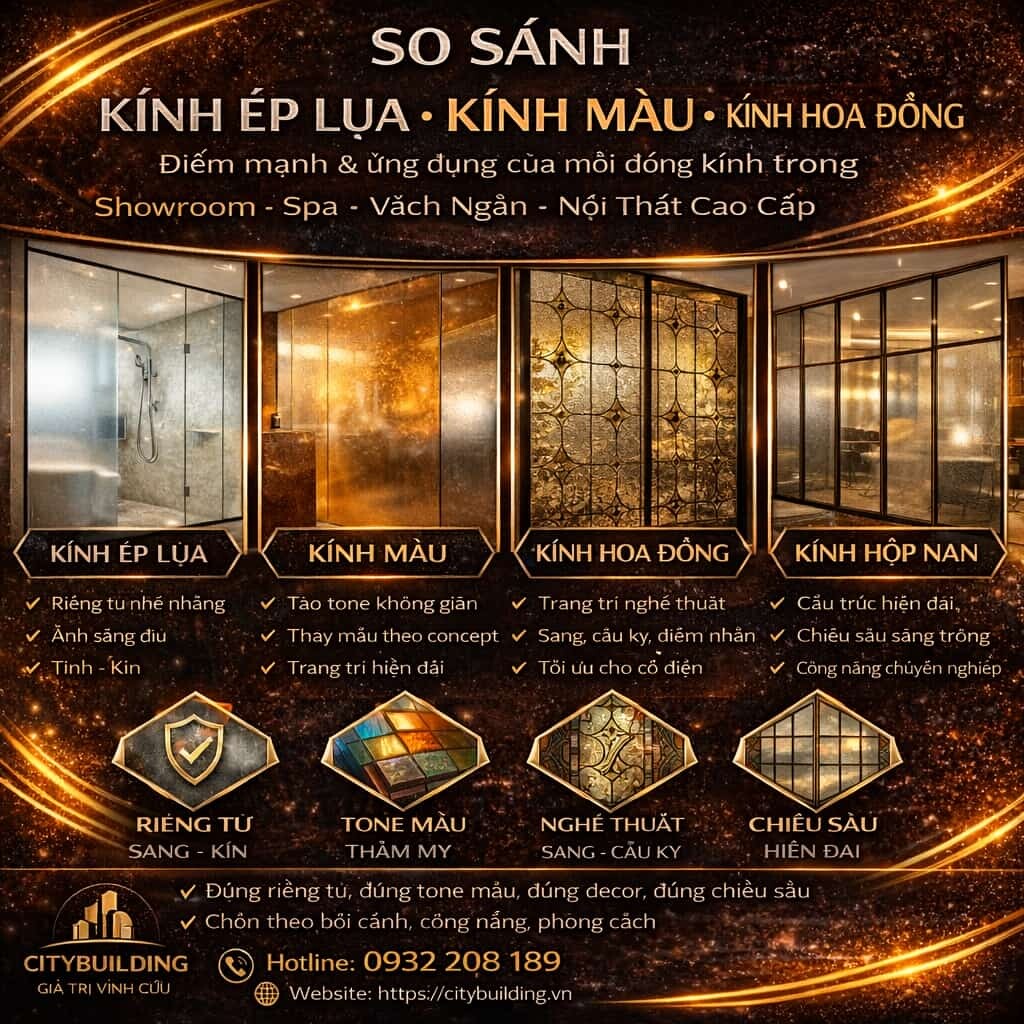 SO SÁNH KÍNH ÉP LỤA KÍNH MÀU KÍNH HOA ĐỒNG VÀ KÍNH HỘP NAN TRANG TRÍ