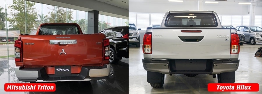 So sánh ngoại thất xe bán tải Triton và Hilux 1 cầu tự động