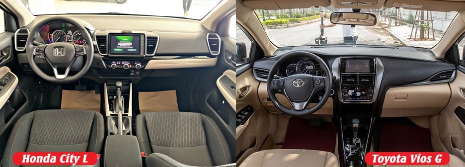 So sánh nội thất Honda City L và Toyota Vios G