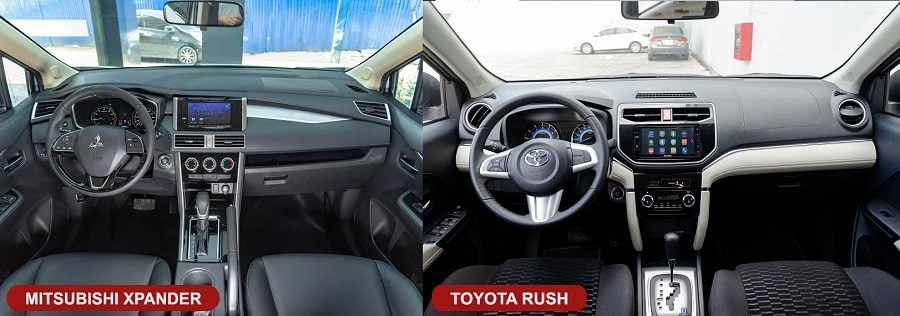 So sánh nội thất xe 7 chỗ Mitsubishi Xpander và Toyota Rush