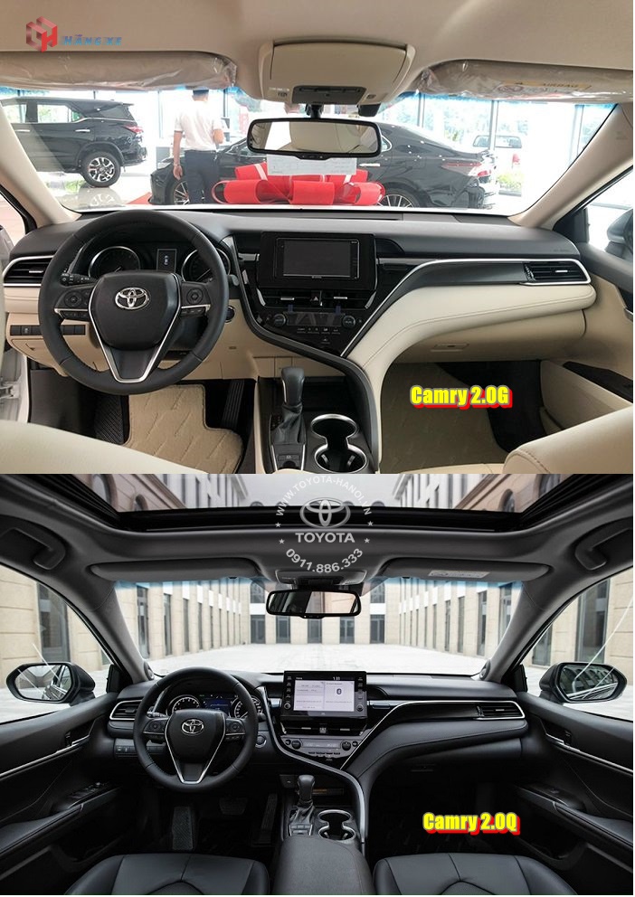 So sánh toyota camry 2.0g và camry 2.0q 2023 về nội thất