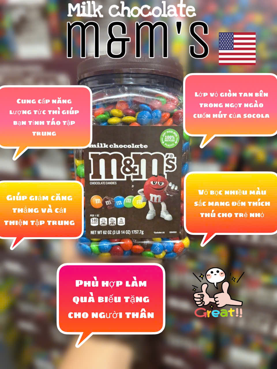 Socola M&M milk chocolate