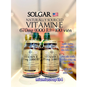 SOLGAR Natural Source Vitamin E 670mg (1000IU) 100 viên 🇺🇸