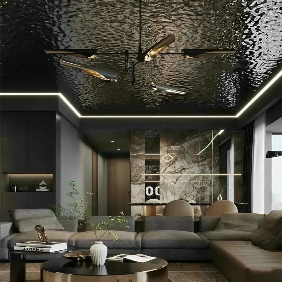 Tấm ốp sợi than tre sóng nước inox PET 8mm