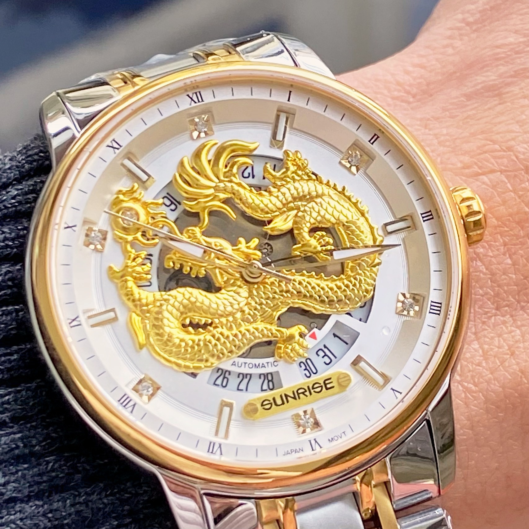 Đồng Hồ Cơ Sunrise Rồng Vàng 7001SE