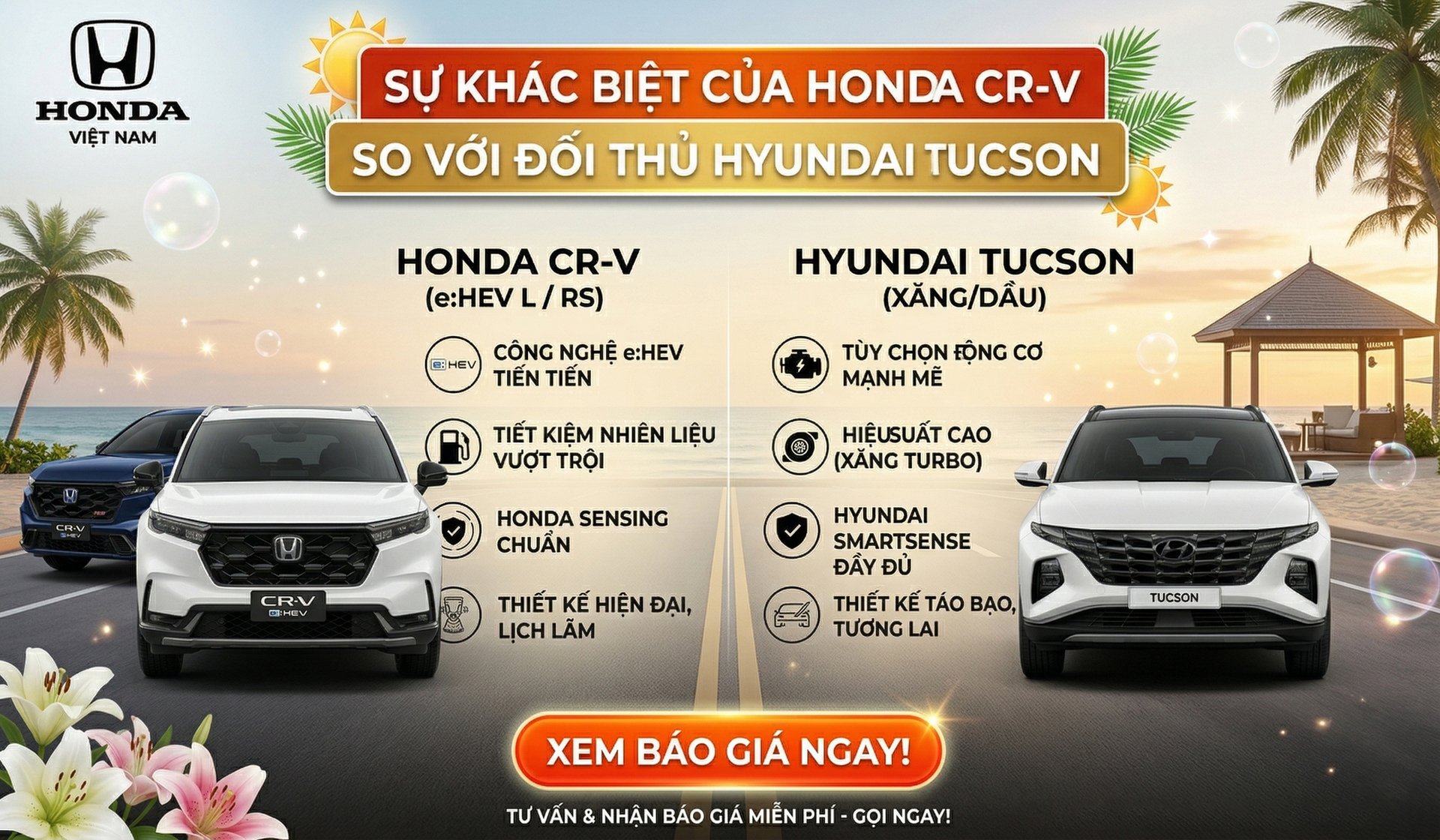 Sự khác biệt của Honda CR-V so với đối thủ Hyundai Tucson