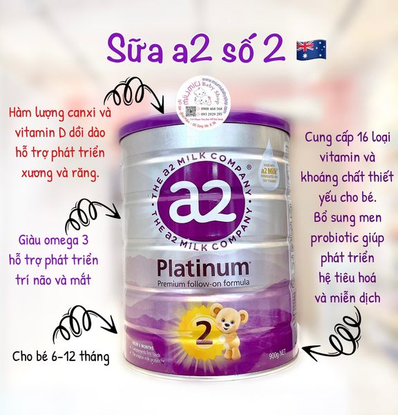 Sữa A2 Platinum Số 2 900gr 🇦🇺 - cho bé 6 -12 tháng