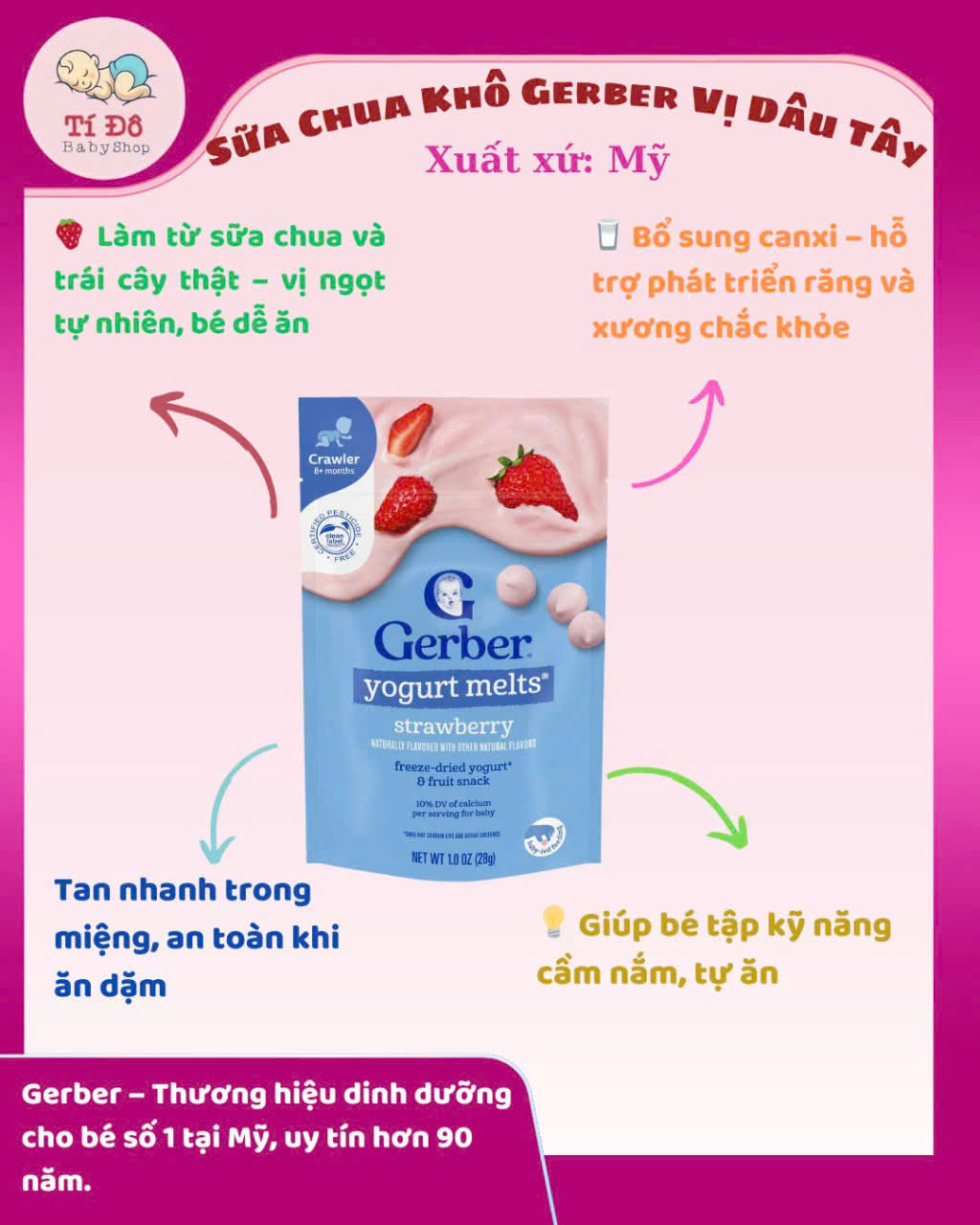 Sữa chua khô Gerber vị dâu tây