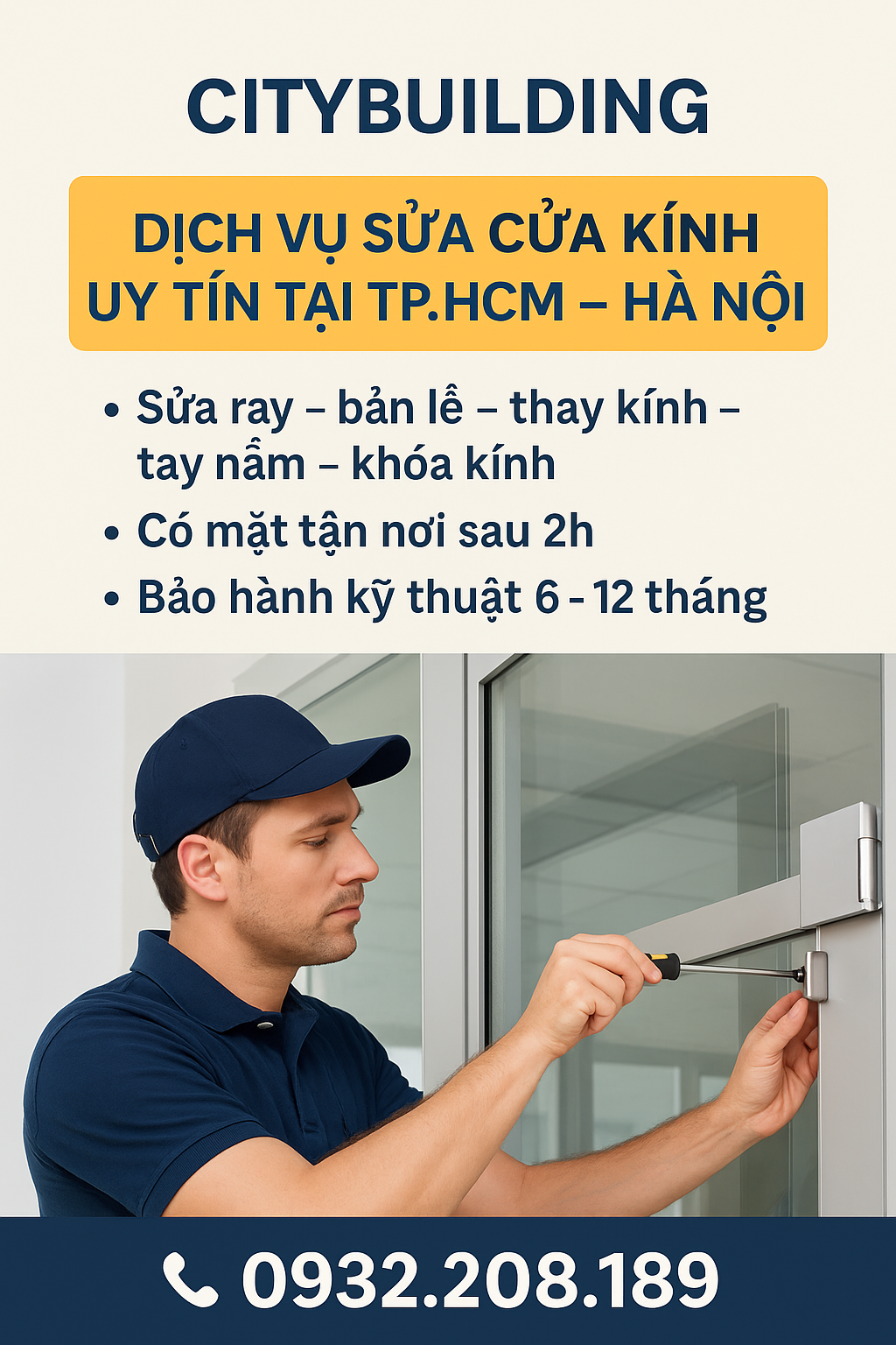 🔧 SỬA CỬA KÍNH THỦY LỰC QUẬN GÒ VẤP – CITYBUILDING CÓ MẶT NHANH