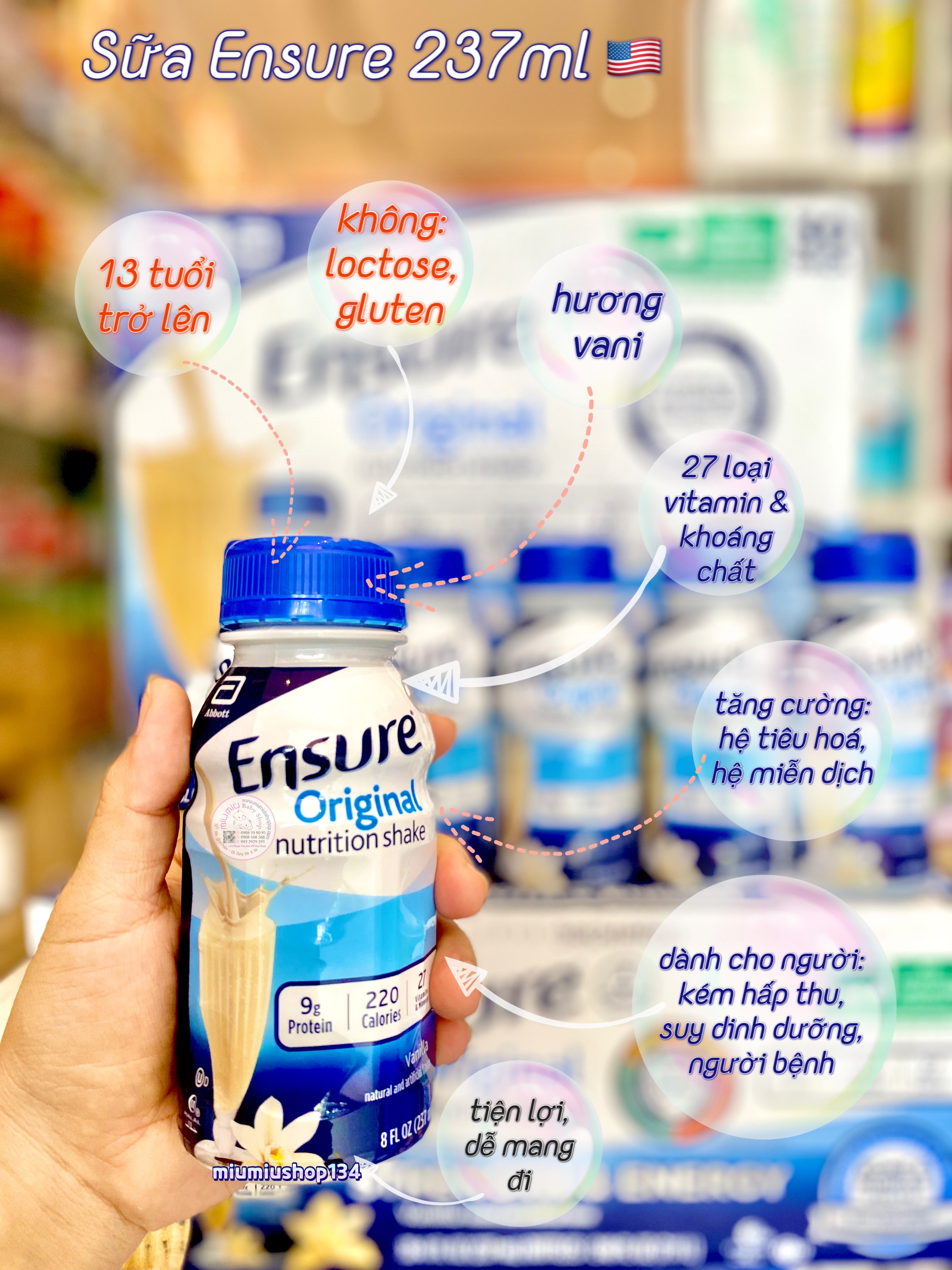 Sữa Ensure Nước 237ml - 16 chai/thùng 🇺🇸