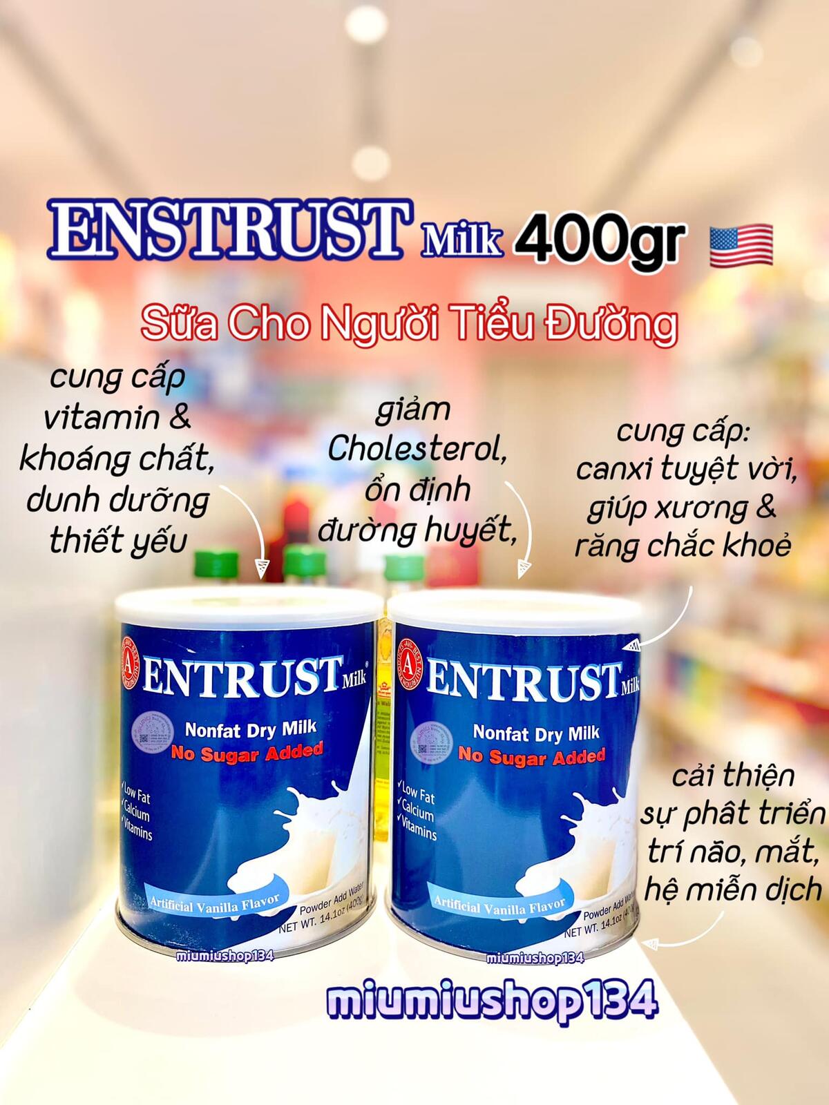 SỮA ENTRUST MILK CHO NGƯỜI TIỂU ĐƯỜNG 400gr 🇺🇸