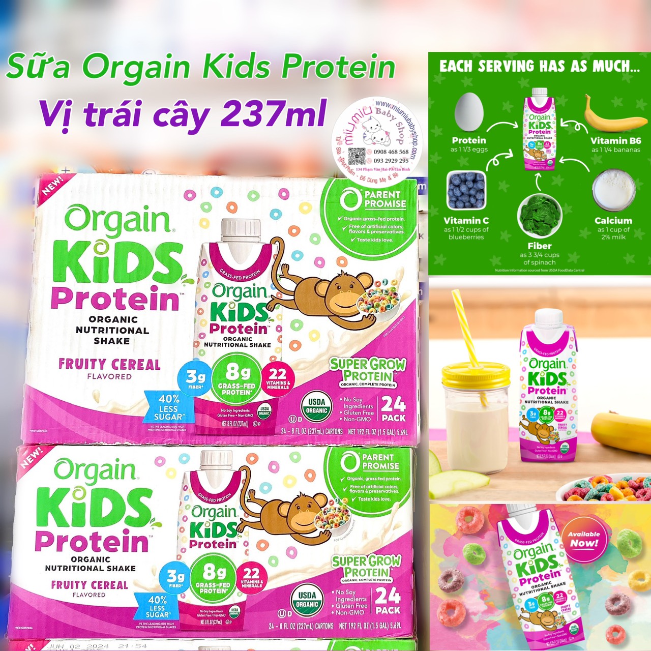 Sữa khỉ organic trái cây thùng 24