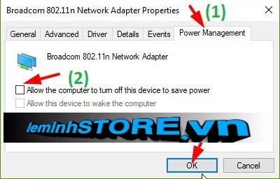 Bỏ tiết kiệm điện cho card Wi-Fi