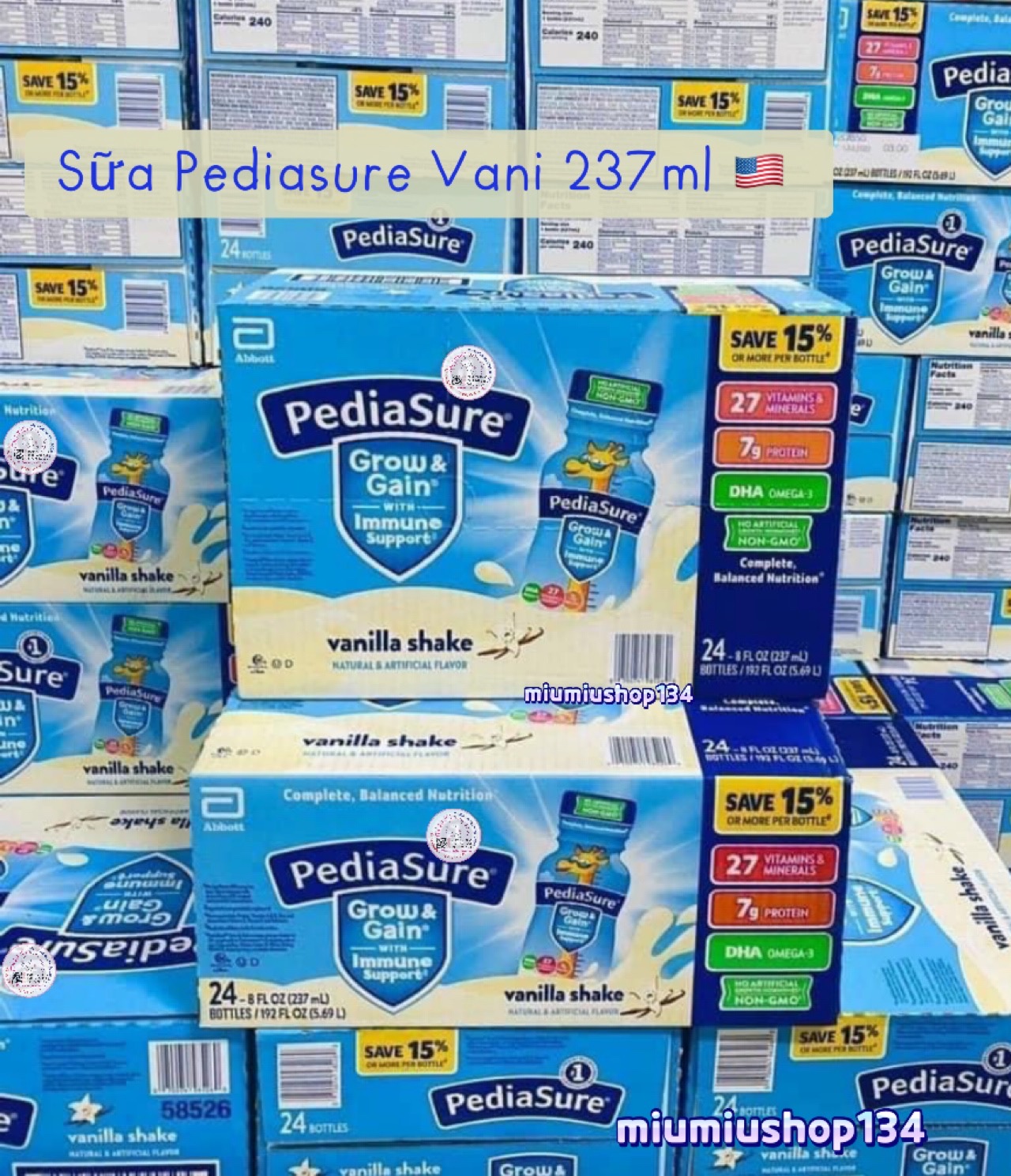 SỮA NƯỚC PEDIASURE GROW & GAIN HƯƠNG VANI 237ml x 24 chai 🇺🇸