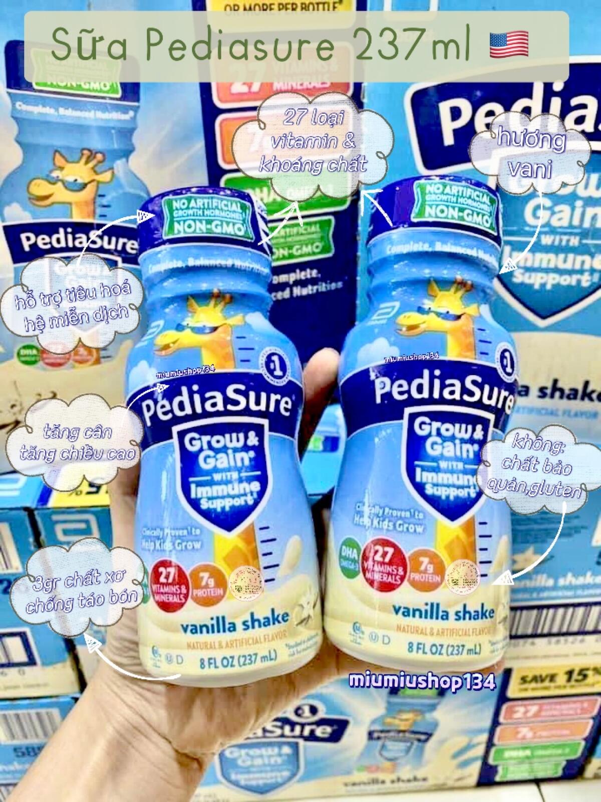 Sữa Nước PEDIASURE GROW & GAIN Vani 237ml Chai Lẻ 🇺🇸