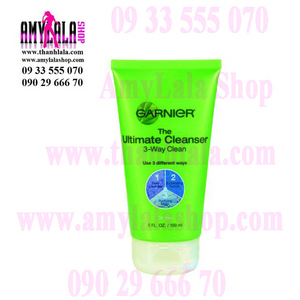 Sữa rửa mặt/mặt nạ 3trong1 cao cấp Garnier The Ultimate Cleanser 3-Way Clean 150ml - 0933555070 :