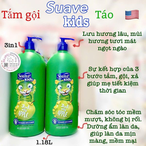 Sữa Tắm Gội 3in1 Suave Kids Táo (1L18)🇺🇸
