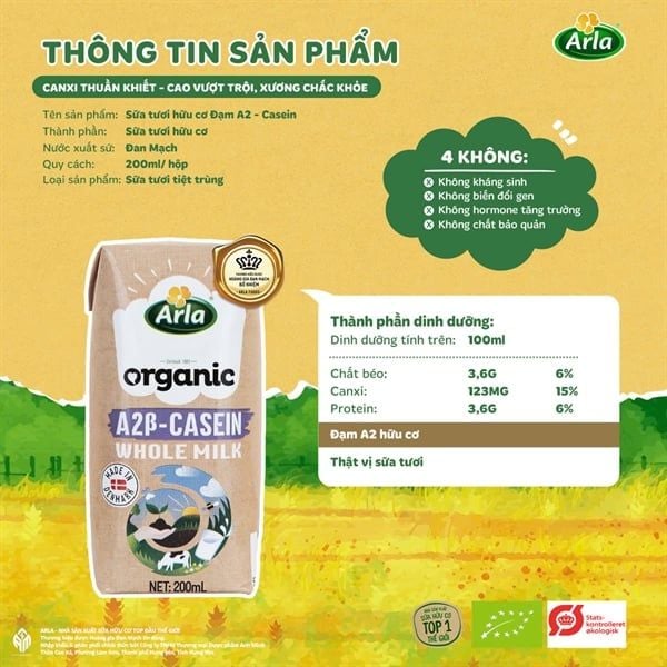 Sữa tươi Arla Organic A2 B Casein ( thùng)