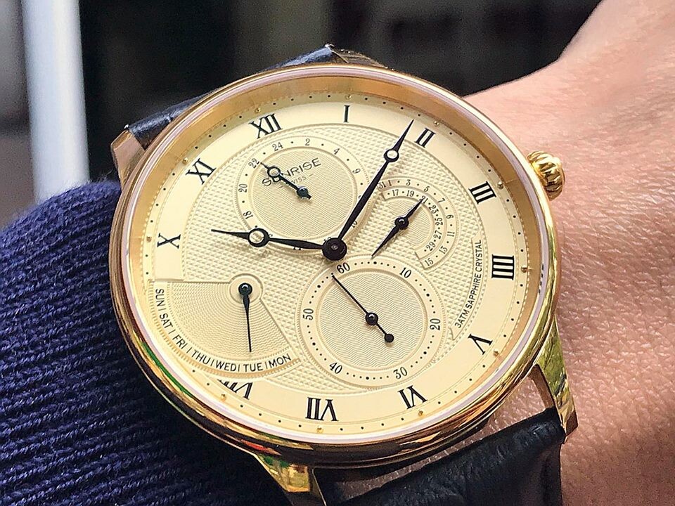 ĐỒNG HỒ NAM DÂY DA SUNRISE 1134PA