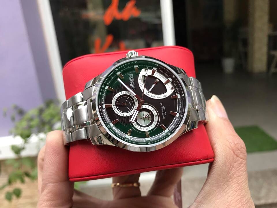 Sunrise 1136SA | Dây thép trắng mặt đen